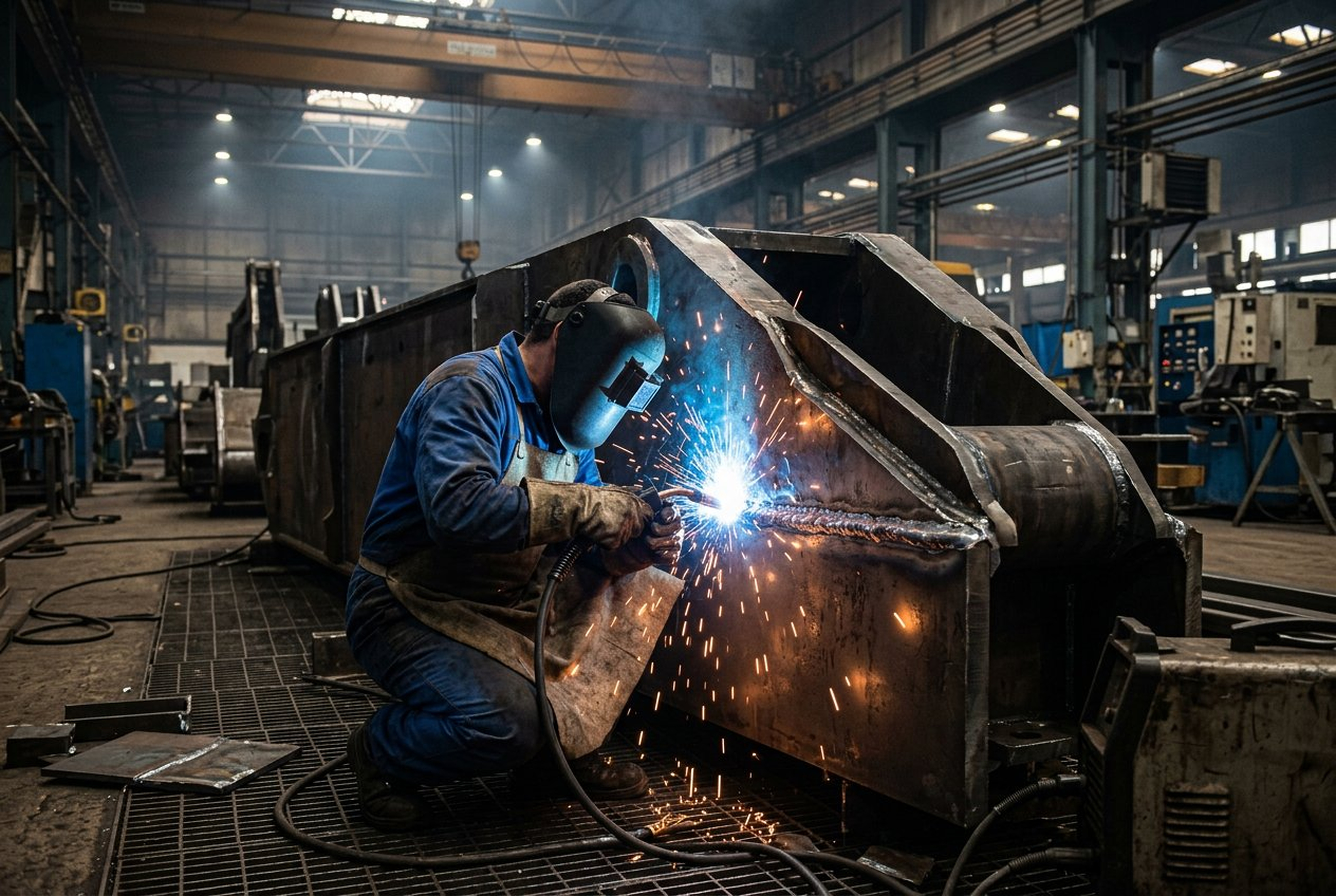 Metal şasi üzerinde kaynak uygulaması