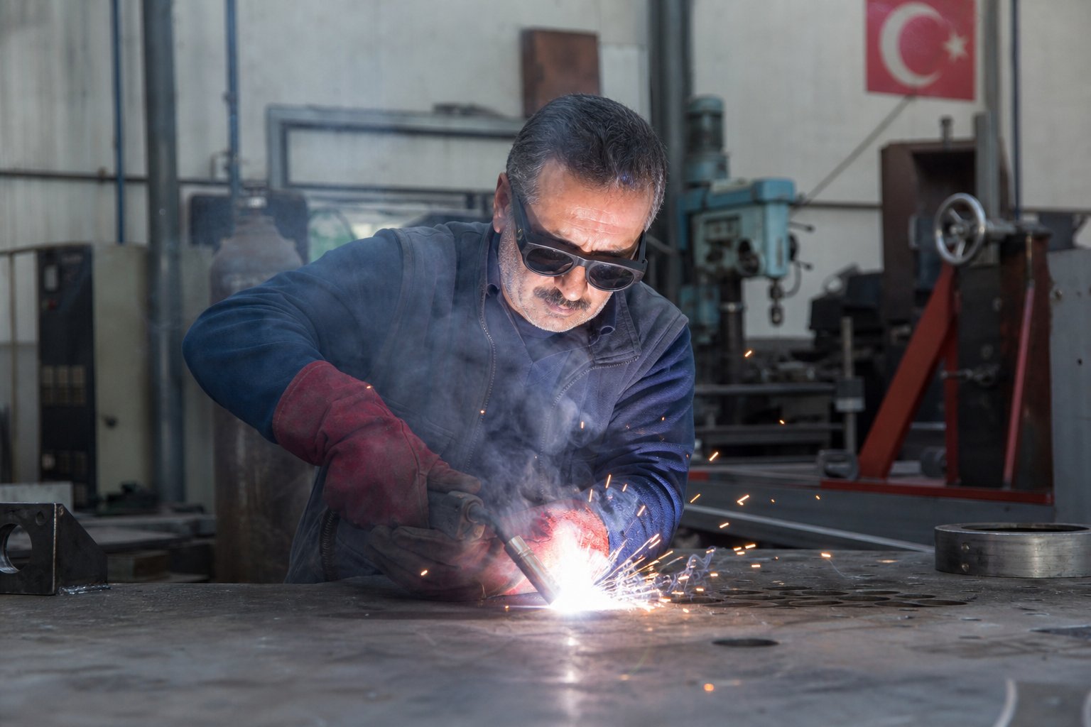 Çamlıdere Kaynak ve Su Tesisatı — Atölye veya saha ortamında metal birleştirme çalışması