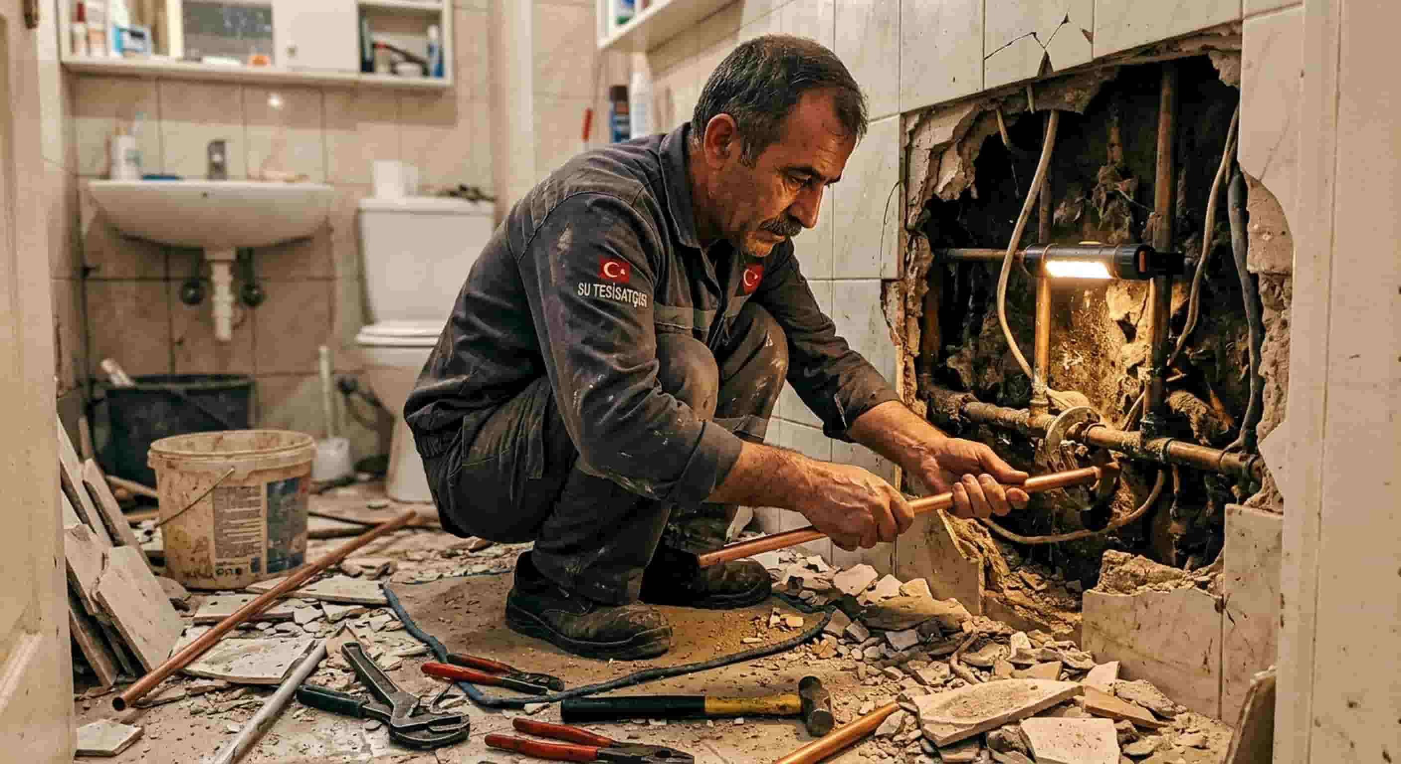 Su Kaçağı Belirtileri — Banyo içindeki su ve gider kullanım alanı