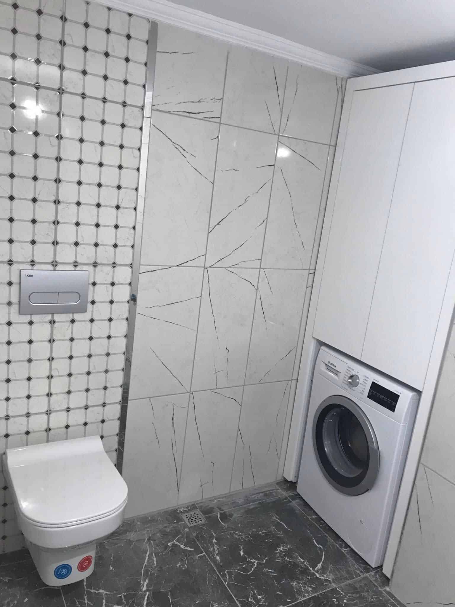 Banyo ve Mutfak Tesisatı — Cihaz su girişi ve gider bağlantılarının bulunduğu alan