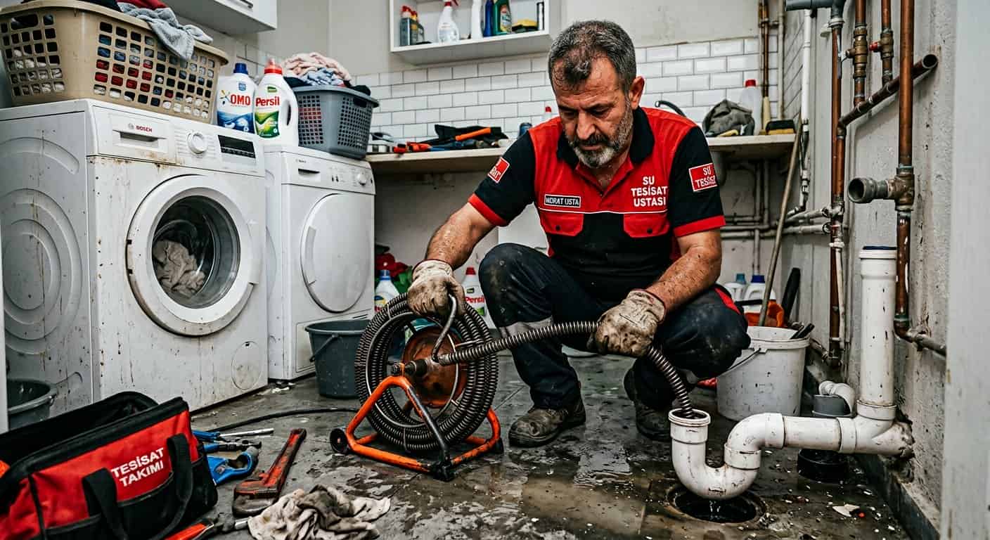 Gider Açma — Cihaz su girişi ve gider bağlantılarının bulunduğu alan