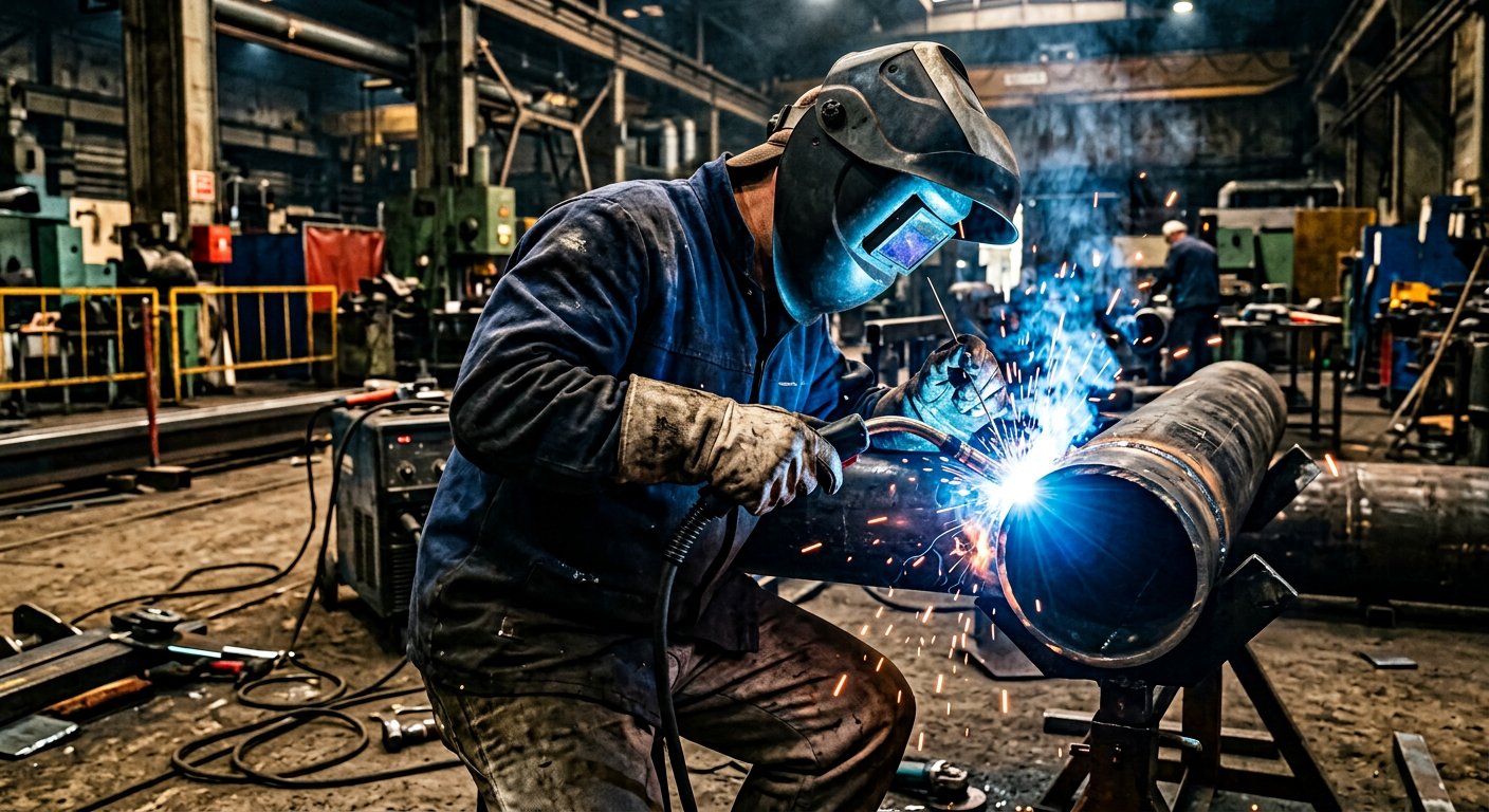Paslanmaz Kaynağı — Metal boru birleşiminde kaynak çalışması