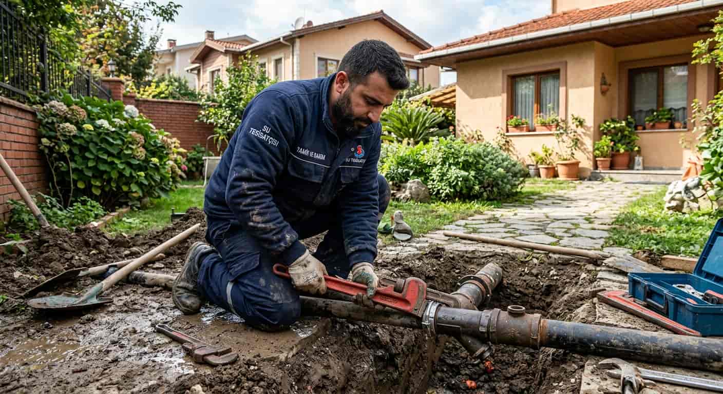 Boru Tamiri — Su borusu ve tesisat bağlantıları üzerinde çalışma
