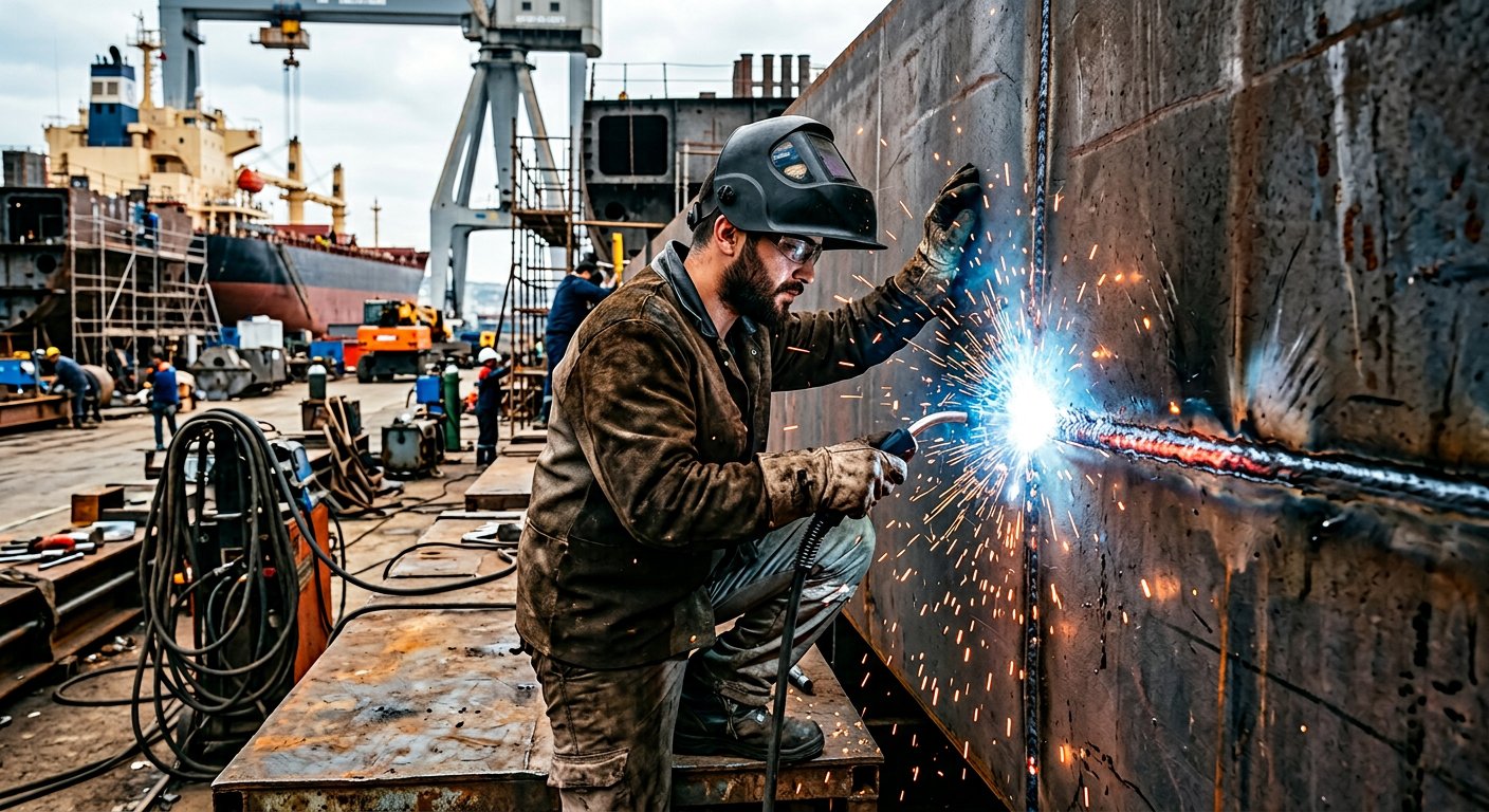 Atölye veya saha ortamında metal birleştirme çalışması