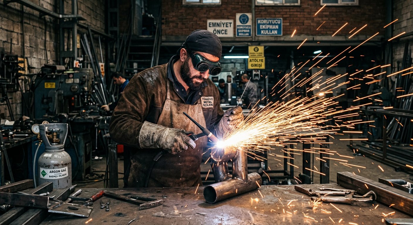 Atölye veya saha ortamında metal birleştirme çalışması
