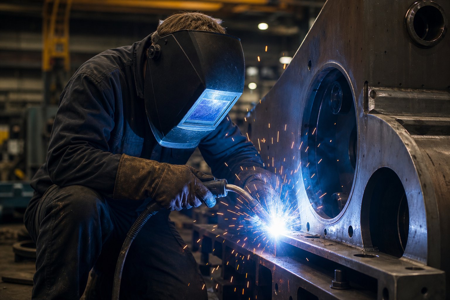 Makine Parçası Tamir Kaynağı — Atölye veya saha ortamında metal birleştirme çalışması