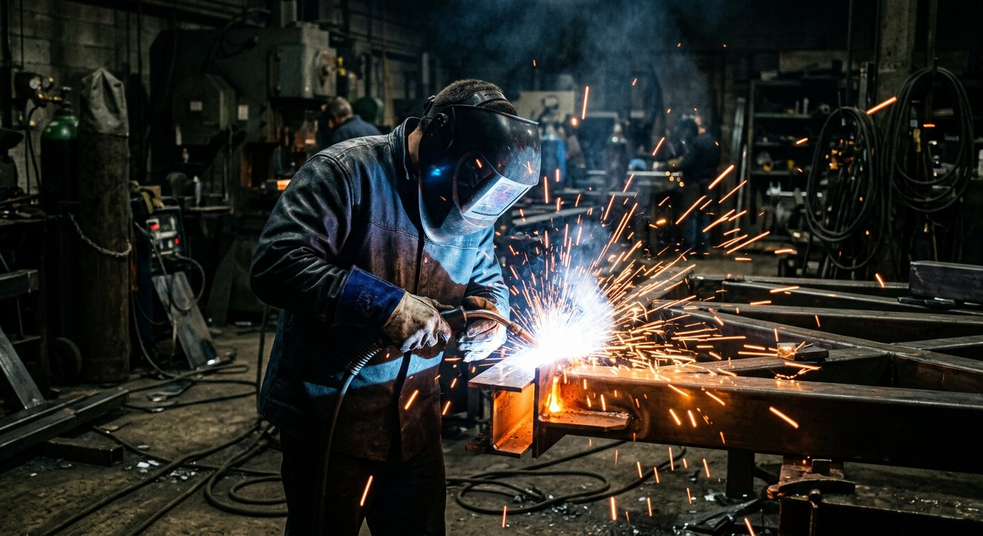 Atölye veya saha ortamında metal birleştirme çalışması