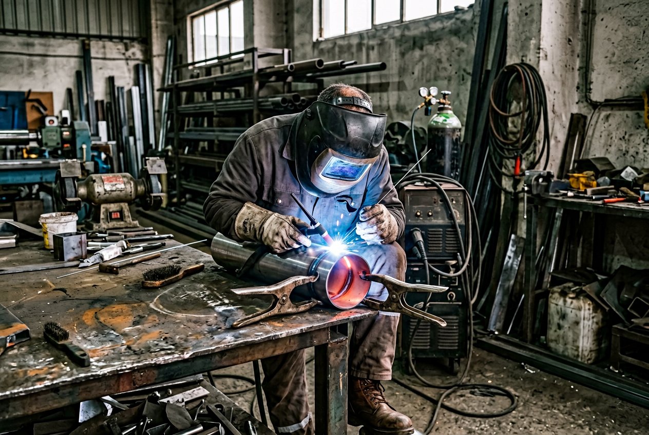 Polatlı Kaynak ve Su Tesisatı — Metal boru birleşiminde kaynak çalışması