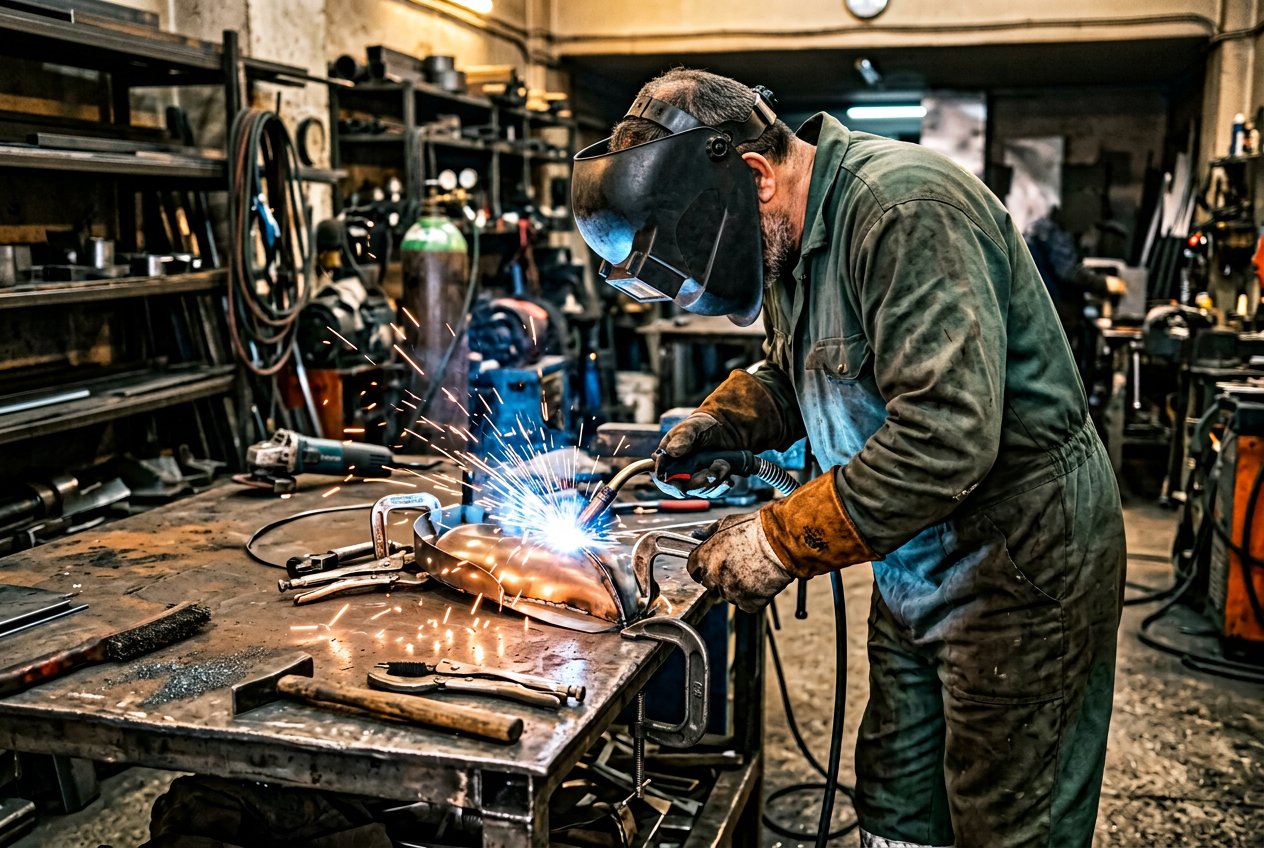 Makine Parçası Tamir Kaynağı — Atölye veya saha ortamında metal birleştirme çalışması