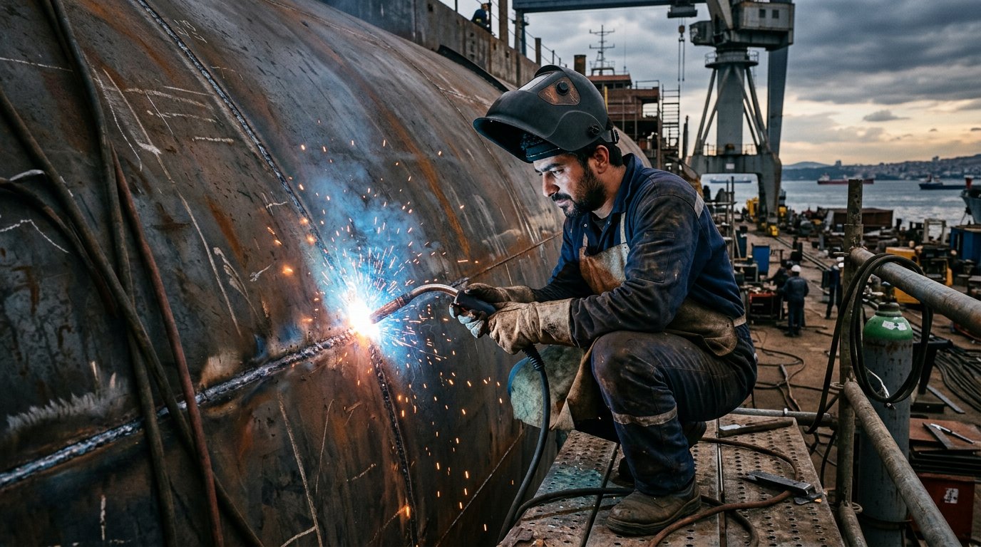 Etimesgut Kaynak ve Su Tesisatı — Atölye veya saha ortamında metal birleştirme çalışması